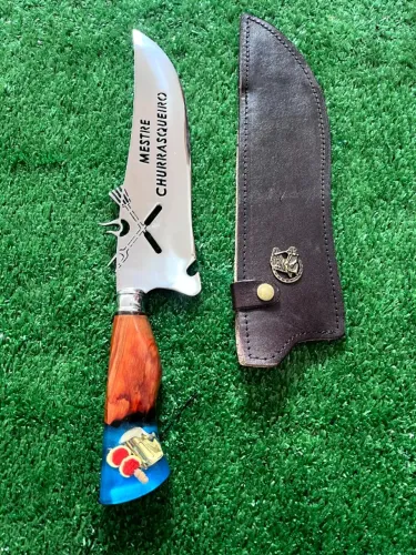 Faca Personalizada 10" Mestre Churrasqueiro - Madeira e Resina