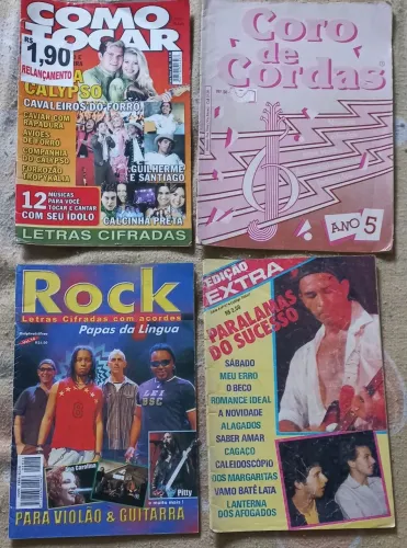 Revistas com letras e cifras popular brasileira incluindo pop rock romântico 