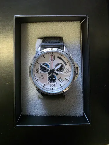 Relógio Phillip London Vintage Aviator Silver Black 43mm