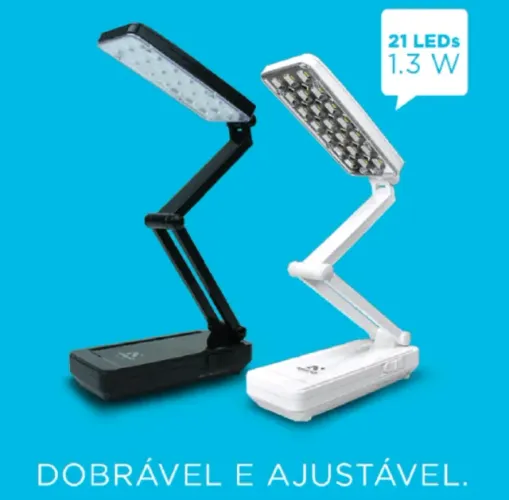 LUMINÁRIA LED GRANDE DE MESA DOBRÁVEL branca.