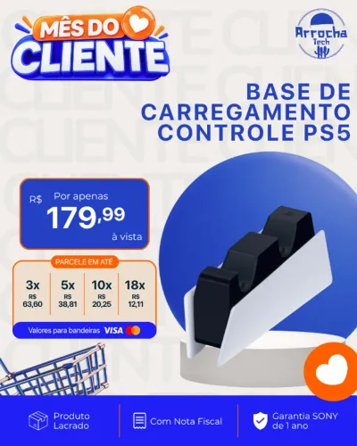 Base de Carregamento para Controle PS5 - Lacrado - Com Nota Fiscal - Garantia Sony de 1 an