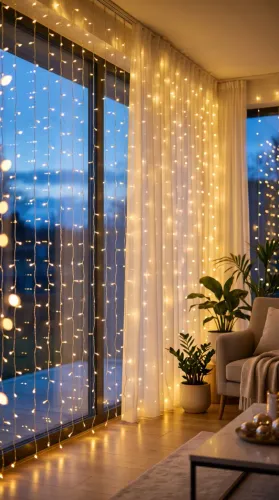 Cortina de Led Branco Frio c/300 Luzes 3x3m - USB - BP-N030