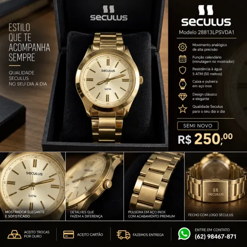 Relógio Seculus Dourado