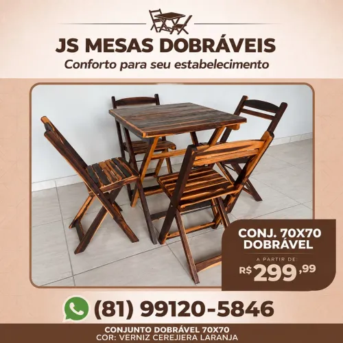 Conjunto envernizado 70x70