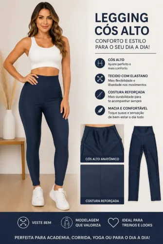 Calça legging treino academia modelo básico 