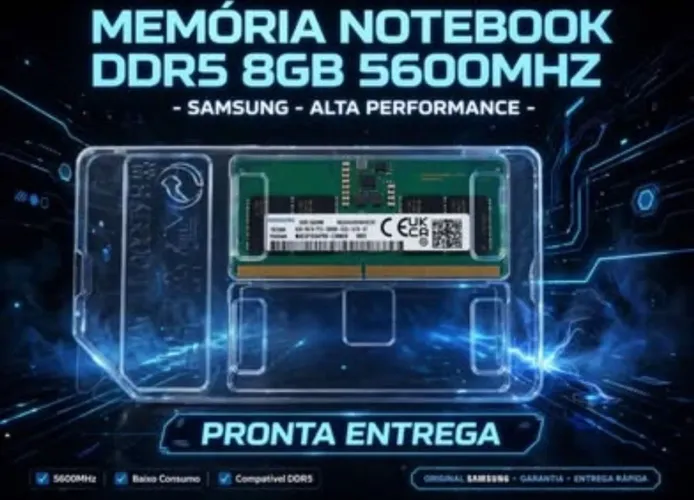 Memória ram ddr5 8gb, 5600Mhz. Para notebook.