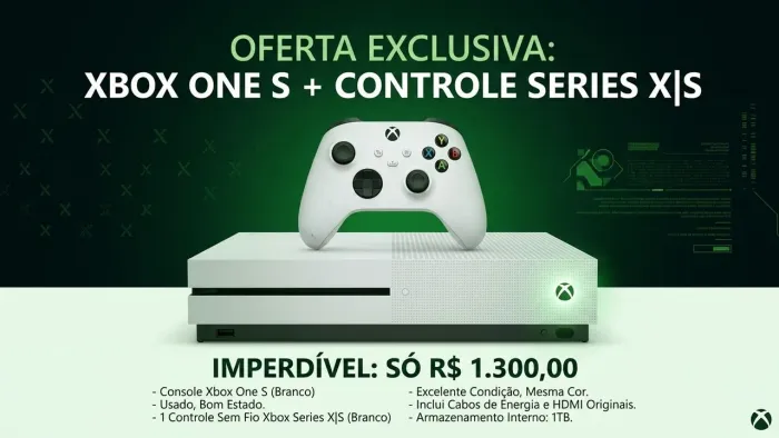 Xbox one s de 1Tb + Controle do Xbox Séries