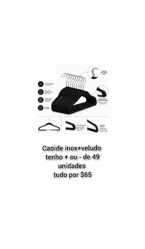 Cabide em inox e veludo preto