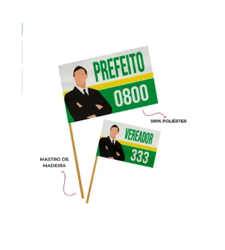 Kit 10 Bandeira Personalizada Com Mastro 