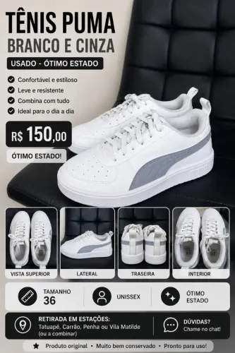Tênis Puma - Branco e Cinza