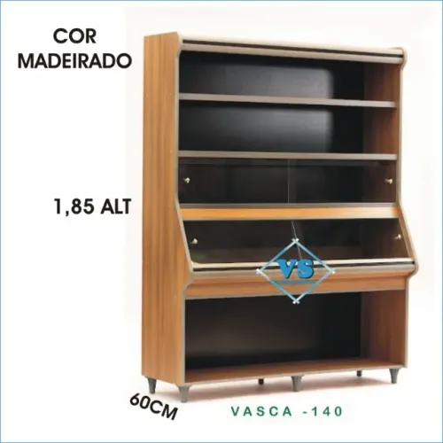 Expositor Vasca para Pães 1,40m X 1,85m Cor Madeirado em MDF Novo