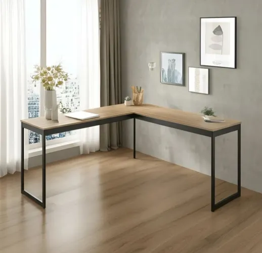 Mesa Em L Industrial Escrivaninha De Canto Nórdico150x74x45