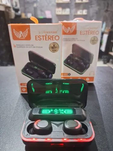 Fone de ouvido Bluetooth com case