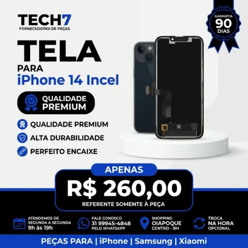 Troca de tela iPhone 14 Incel com peça nova