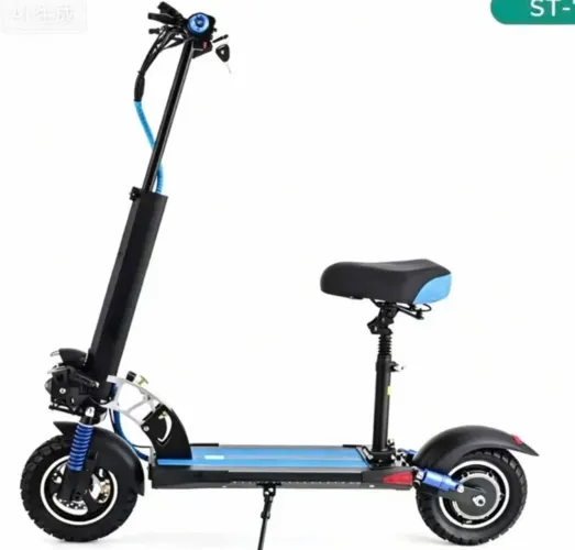 Patinete Elétrico 500W, 45Km. Amortecedores duplos, Setas, Leds, Bluetooth, Novo na caixa