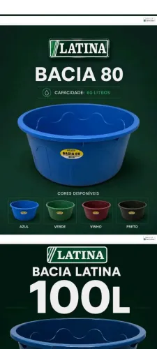 Bacia de plástico