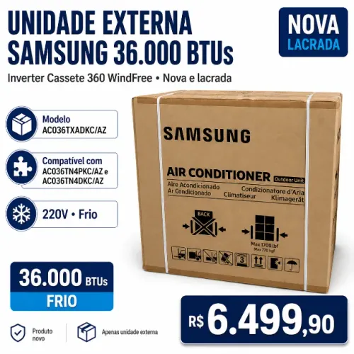 Unidade Externa Samsung 36.000 BTUs Inverter Cassete 360 WindFree Nova