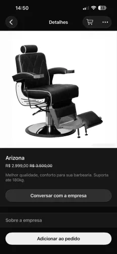 Cadeira de Barbeiro Reclinável Arizona