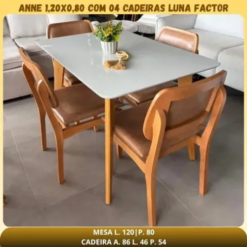 Anne 1,20 c 4 cadeiras Luna factor 