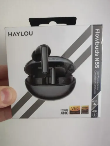 Fone de ouvido Bluetooth 6.0 Haylou N55 Flowbuds ANC Adaptativo 54Db Novo Lacrado