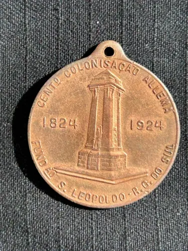 : Medalha 100 Anos Colonização Alemã 1924 - São Leopoldo RS 