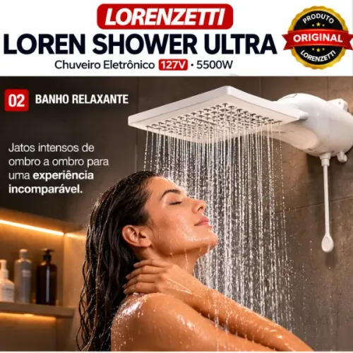 Lançamento Original Chuveiro "ELETRÔNICA" Loren Shower Ultra 127V 5500W / 220V 7500W Banho