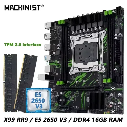 Kit de Placa-Mãe MACHINIST X99 PR9 com Porta TPM2.0 LGA 2011-3, CPU Intel Xeon E5 2650 V3