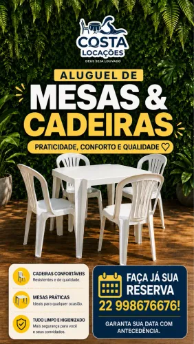 Aluguel de Mesas e Cadeiras em Saquarema