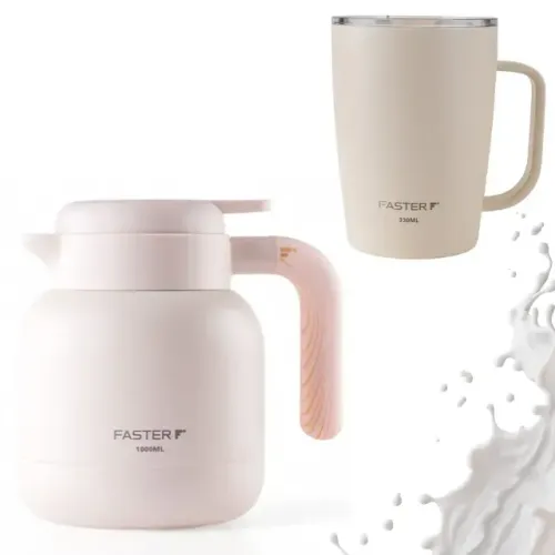 Kit Garrafa de Café Térmica + Caneca Relax 330ml Milk - Faster