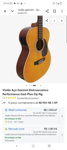 Violão Gianini GDR GAD PLUS R$1.000