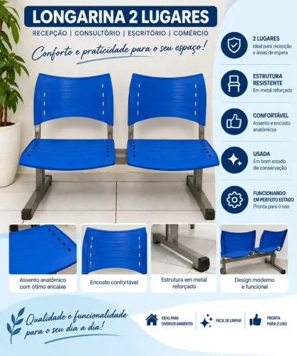 ? Longarina 2 Lugares Azul - Recepção/Clínica/Escritório perfeito estado
