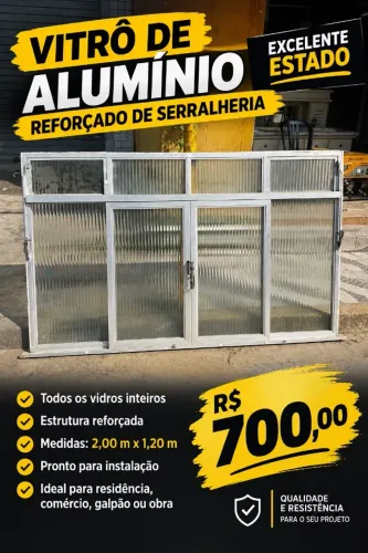 Vitrô de Alumínio Reforçado 200x120 - Usado em Bom Estado!