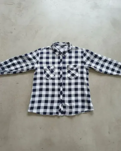 camisa xadrez feminina azul e branca g