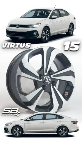 Rodas Volkswagen Virtus diamantada com preto 4x100 novas