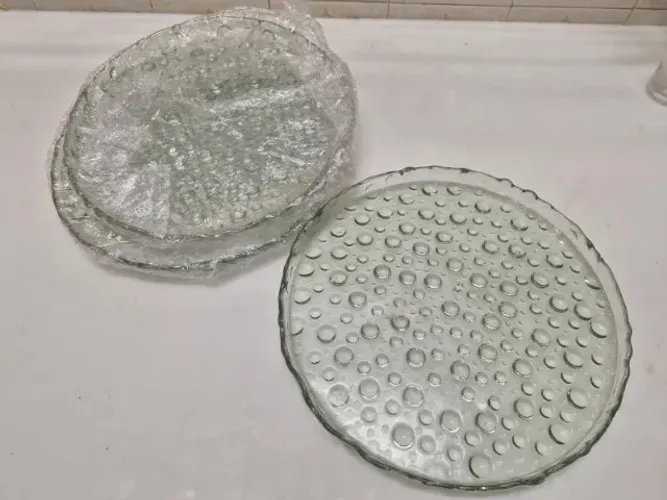 Kit 3 Pratos para servir bolo de vidro transparente 