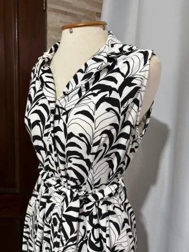 Vestido Chemise Midi Estampa Folhagem - Novo