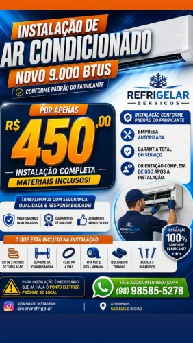 Instalação de Ar Condicionado Novo Padrão Fabricante