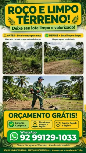 ROÇO E LIMPO TERRENO - ORÇAMENTO GRÁTIS!