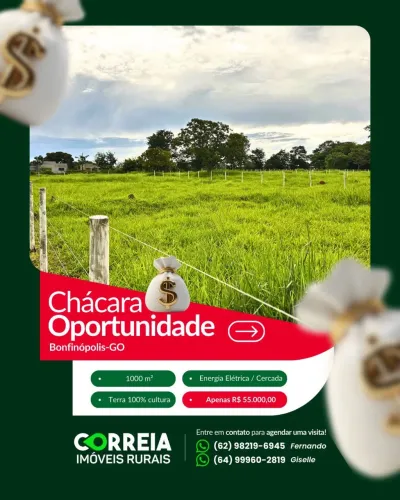 Chácaras Bonfinopolis próximo a cidade