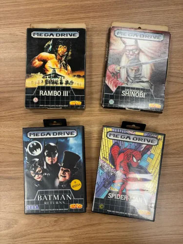 Mega Drive Jogos TecToy Rambo, Shinobi, Batman e SpiderMan Lote 