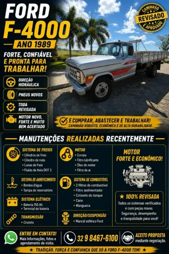 FORD F-4000 1989 - PRONTA PARA O TRABALHO