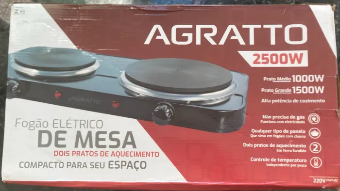 Agratto Fogão eletrico de mesa 2 pratos FMP-02 preto 220V 2500W