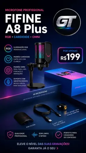 Microfone Profissional Fifine A8 Plus Novo