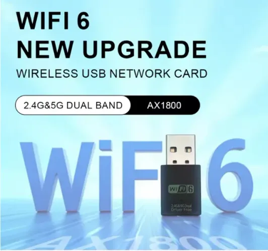 Adaptador Placa De Rede Wi-Fi 6 USB Dual Band 2.4Ghz E 5Ghz 600Mbps Com Bluetooth Para PC