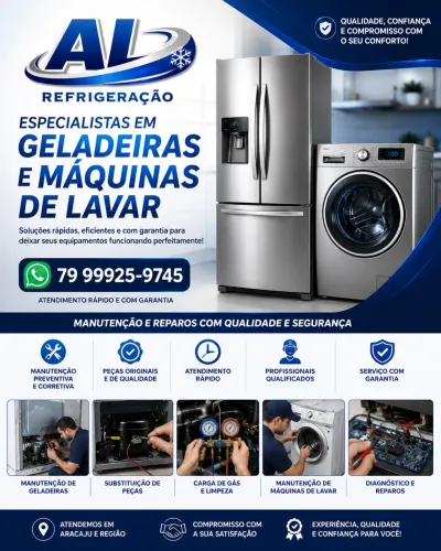 Consertos de máquinas de lavar, microondas e geladeiras.