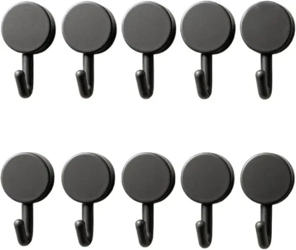 Kit 10 Ganchos Adesivos Multiuso Plástico Organizador Preto Parede