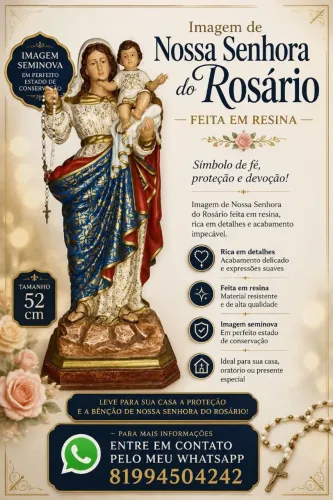 Imagem Nossa Senhora do Rosário 52cm em Resina - Seminova Perfeita