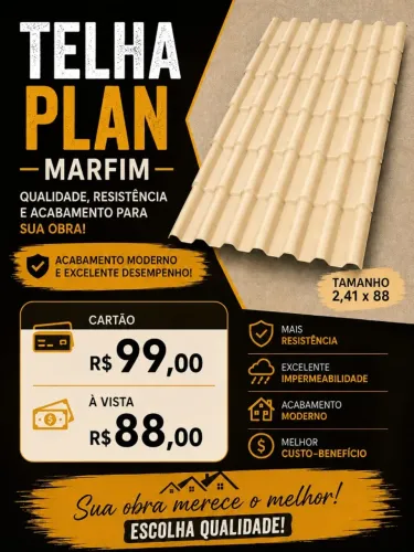 TELHA PLAN MARFIM 2,41X88