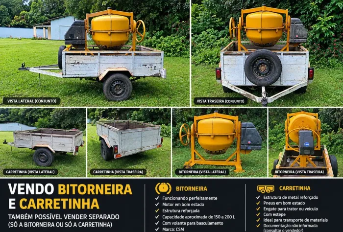 Betoneira CSM 400L + Reboque à Venda