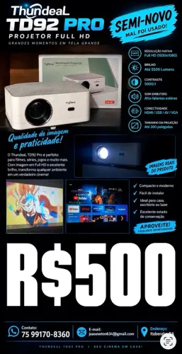 Projetor Td92pro usado em estado de novo